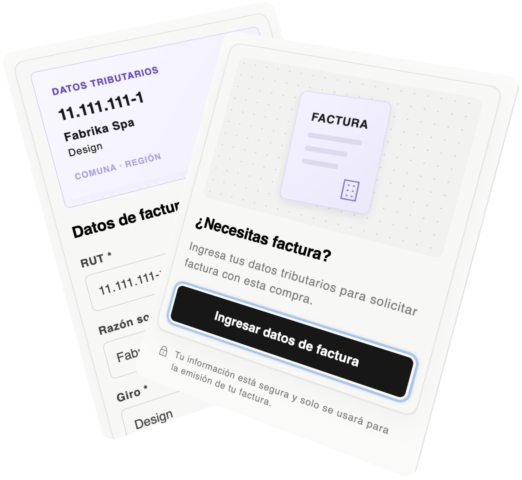 Formulario para solicitar datos tributarios y confirmación de factura en el carrito de Shopify